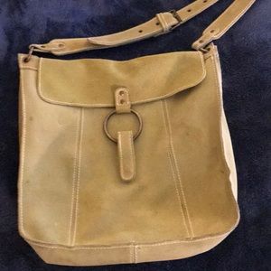 Green leather messenger bag